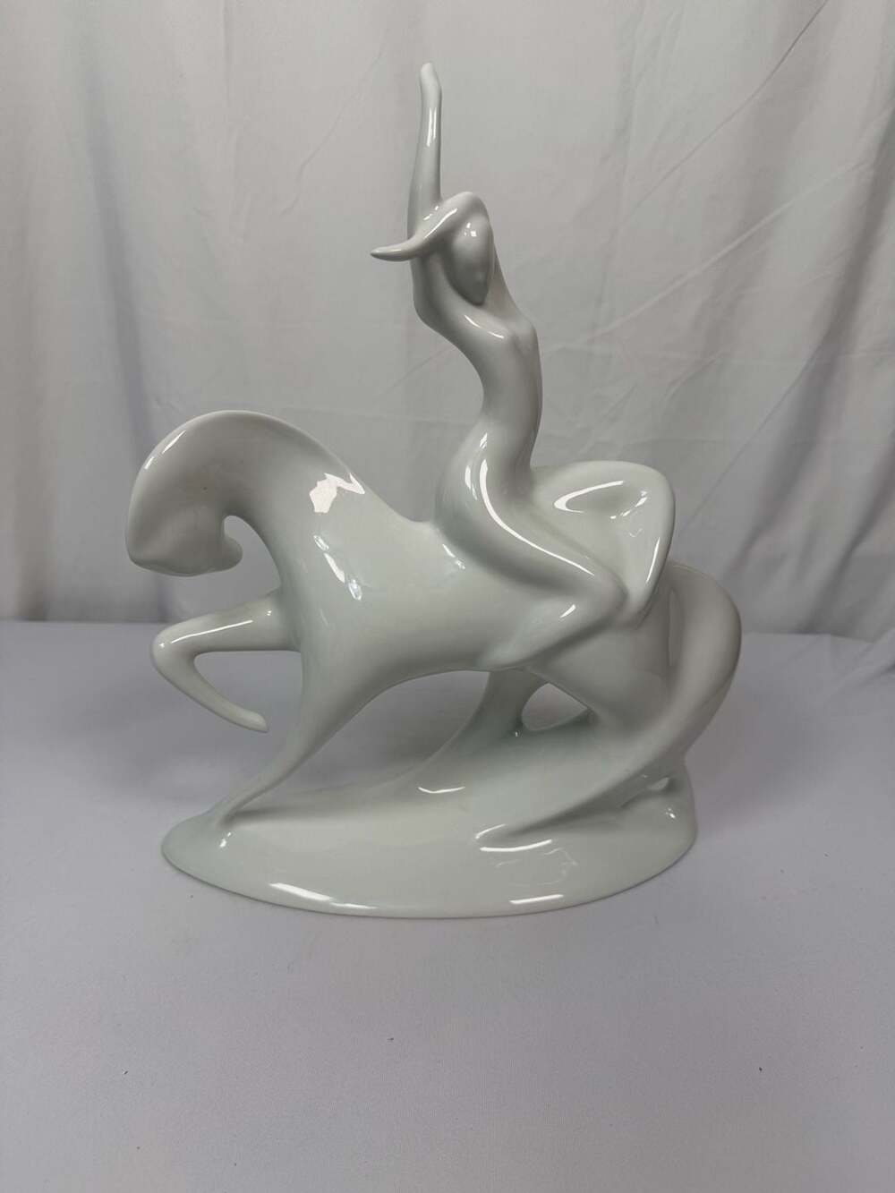 Royal Dux Bohemia Czech Porcelain Figurine, Lady Godiva Riding Horse, Designed b